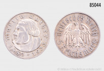 Drittes Reich, 5 RM 1933 A, Martin Luther, J. 353, 29 mm, winzige Randfehler und Kratzer, sehr schön-gutes sehr schön