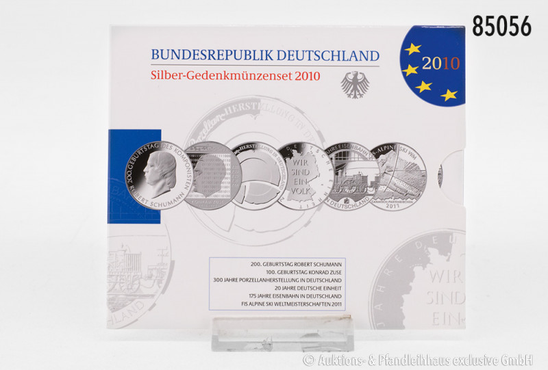 BRD, Silbergedenkmünzenset 2010, 6 x 10 Euro, 925er Sterlingsilber, PP, in OVP, ...