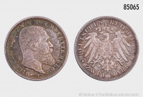 Württemberg, 2 Mark 1908 F, 28 mm, J. 174, herrliche Patina, orzüglich
