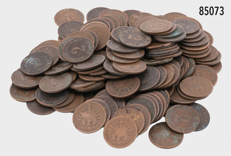 Deutsches Reich (Kaiserreich), Konv. ca. 150 x 2 Pfennig (Jaeger 2), verschieden...