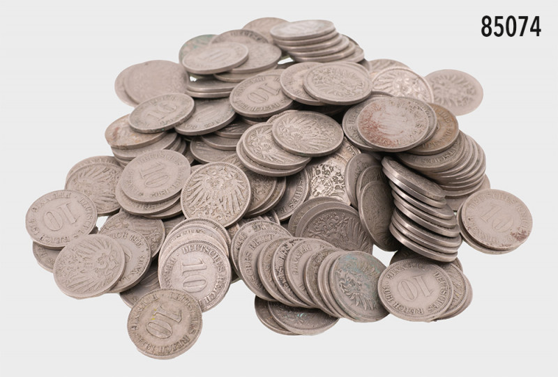 Deutsches Reich (Kaiserreich), Konv. über 150 x 10 Pfennig (Jaeger 4 und 13), ve...