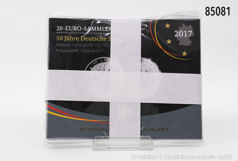 BRD, Konv. 20-Euro-Sammlermünze 2017, 925er Sterlingsilber, 50 Jahre Deutsche Sp...