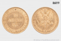 Finnland, 10 Markkaa 1878, unter Alexander II. von Russland, 900er Gold, 3,21 g, 19 mm, Bitkin 614, Friedberg 4, winzige Kratzer, fast vorzüglich