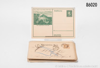 Konv. ca. 35 Postkarten, dabei Österreich vor 1900, Deutsches Reich, Ungarn, Dänemark und Schweiz, gelaufen und postfrisch, gemischter Zustand, Fundgr...