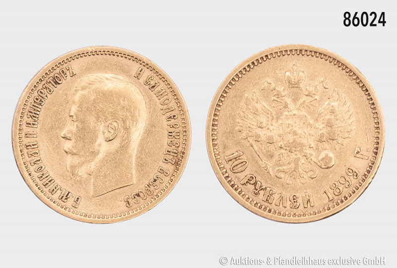 Russland, Nikolaus II. (1894-1917), 10 Rubel 1899, 900er Gold, 8,56 g, 23 mm, KM...