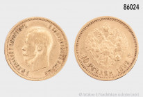 Russland, Nikolaus II. (1894-1917), 10 Rubel 1899, 900er Gold, 8,56 g, 23 mm, KM Y64, kleine Randfehler und Kratzer, sehr schön