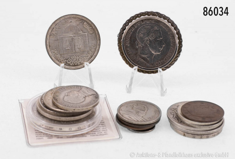 Konv. Verschiedenes, 19 Münzen, dabei einige Silbermünzen, u. a. Kuba 5 Pesos 19...