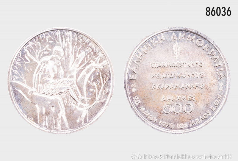 Griechenland, 500 Drachmen 1979, 900er Silber, auf den Vertrag über den Beitritt...