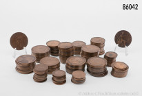 Großbritannien, umfangreiches Konv. Kursmünzen 19./20. Jahrhundert, bestehend aus ca. 50 x Farthing, ca. 70 x Half Penny und ca. 70 x One Penny aus 18...