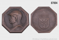 Große oktogonale Medaille 1915, auf Reichskanzler Bismarck, 95 x 95 mm, gussfrisch/vorzüglich