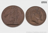 Frankreich, Konv. 2 Bronzemedaillen, 1 x mit Porträt Napoleons III. und in Original-Etui, sowie Medaille 1830, von Caunois, unter Charles X., vorzügli...