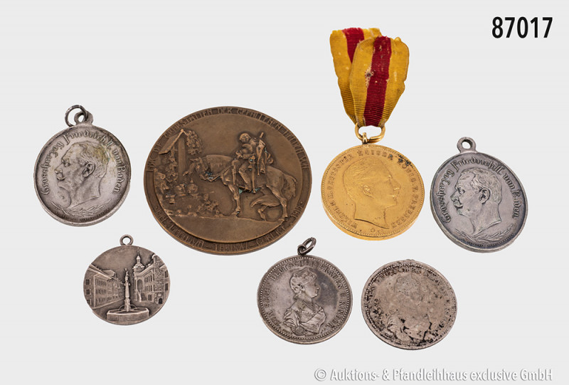 Konv. 7 Medaillen, dabei Silbermedaille, 900er Silber, 1. WK, Stadt Zofingen, mi...