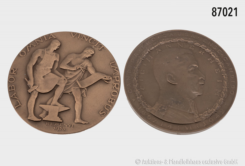 Konv. 4 Medaillen: Medaille o. J., auf Carl Gustav Mannerheim, Ungarn, Medaille ...