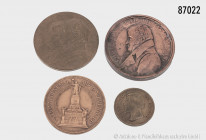 Konv. 4 Medaillen: kleine Erinnerungsmedaille auf das 1. Dt. Schützenfest 1862 in Frankfurt am Main, Medaille, Diamantene Hochzeit Bachofen von Echt, ...