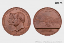 Preußen, Bronzemedaille 1864, von J. Wiener, auf die Eröffnung der Eisenbahnlinie von Koblenz nach Oberlahnstein, 70 mm, Döry/Kubinszky 142, Slg. Mari...