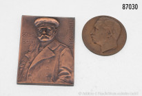 Konv. 5 zeitgeschichtliche Medaillen, dabei Plakette (44 x 38 mm) mit Porträt Adolf Hitlers, Bronzemedaille 1915 mit Porträt Kaiser Wilhelm II. auf de...