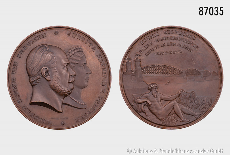 Preußen, Wilhelm I. (1861-1888), große Bronzemedaille 1870, von L. Wiener, auf d...