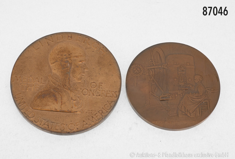 Konv. 3 Medaillen, USA, Medal of the Congress 1928, NP, von Fraser, auf Lindberg...