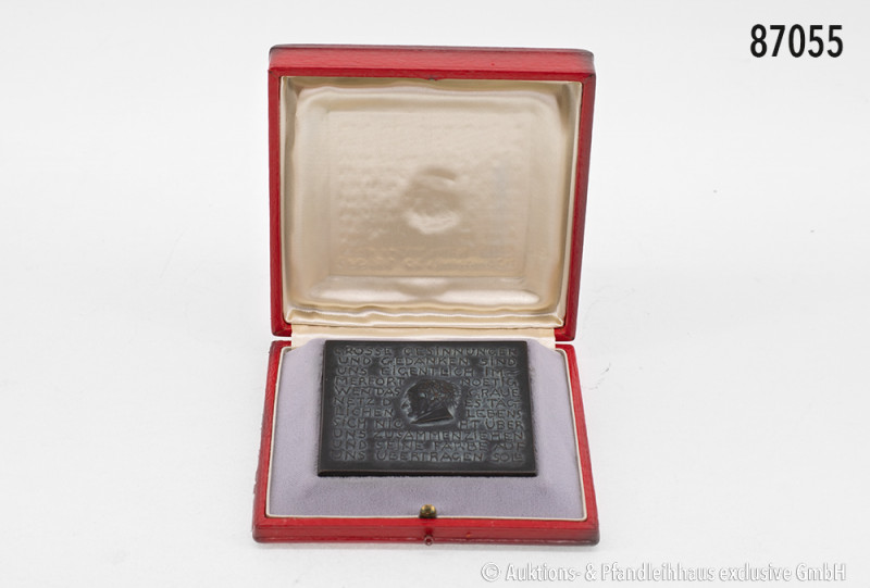 Goethe-Plakette der Stadt Frankfurt am Main, o. J., ca. 77 x 77 mm, vorzüglich, ...
