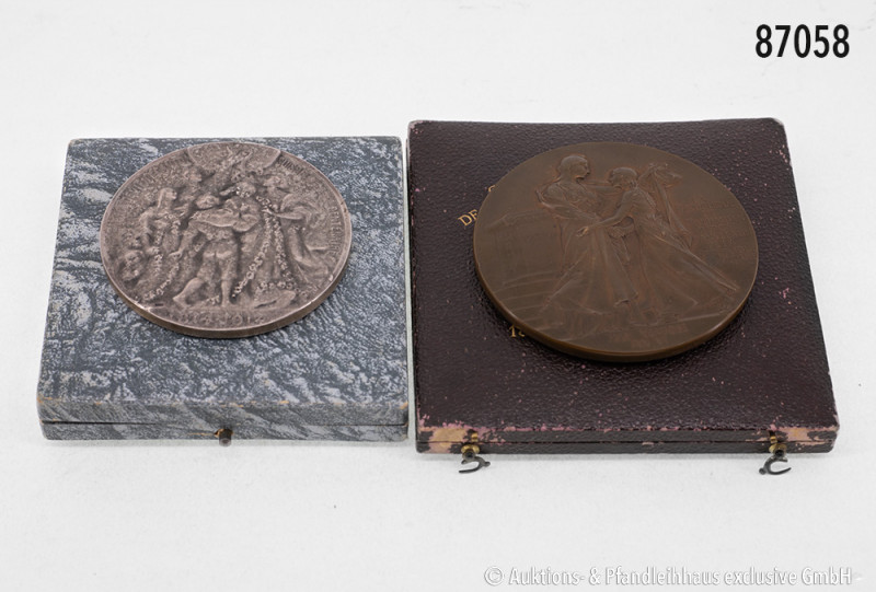 Konv. 4 Medaillen Frankreich/Schweiz, dabei Bronzemedaille 1898, von Vernon, auf...