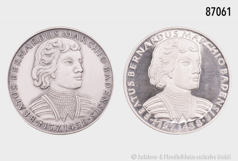 Konv. 2 Medaillen 1958, Feinsilber (beide 1000 gepunzt), 1 x mattiert, 1 x PP, a...