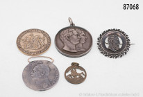 Konv. Verschiedenes, dabei Silbermedaille 1881, von Weigand, auf die Vermählung von Wilhelm Prinz von Preußen, gehenkelt, Baden, Verdienstmedaille ohn...