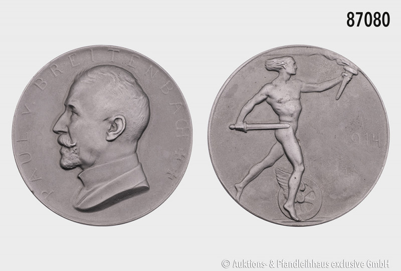 Konv. 2 Medaillen: Medaille 1914, auf Paul von Breitenbach, des Christianenheim ...