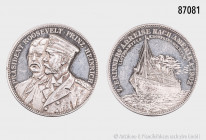 Konv. 2 Silbermedaillen: Silbermedaille 1902, von Lauer, auf die Reise nach Amerika, 990 am Rand gepunzt, 18,17 g, 32 mm, dazu Silbermedaille o. J., 9...