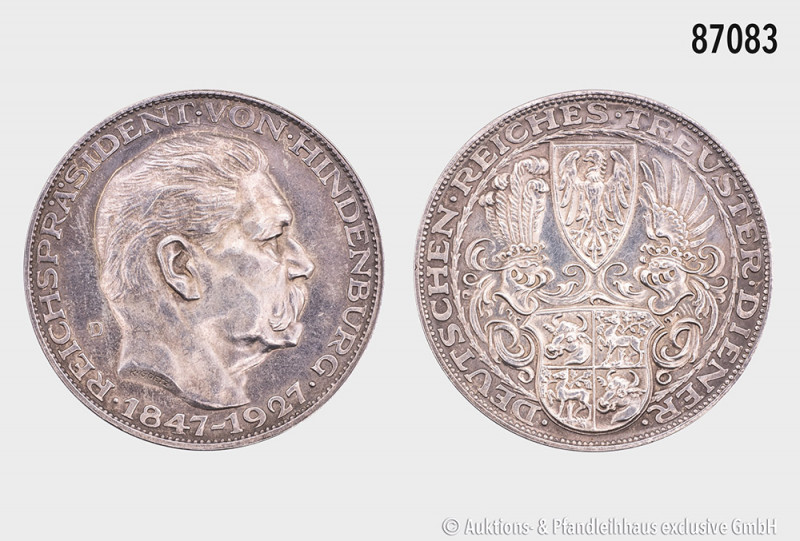 Silbermedaille 1927, von K. Goetz, auf den 80. Geburtstag des Reichspräsidenten ...
