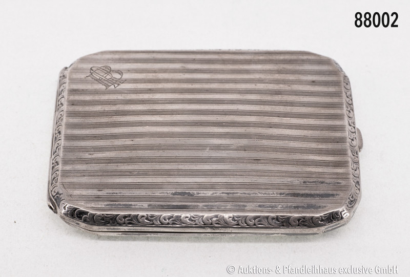 Silbernes Zigarettenetui, 800er Silber, deutsch, ca. 1920er Jahre, mit Monogramm...