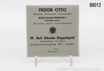 1 Packung Blattgold, 300 Blatt, Fa. Fedor Otto, Berlin, Speziallegur für Stein, Sonderanfertigung 20 % stärker, in OVP, sehr guter Zustand