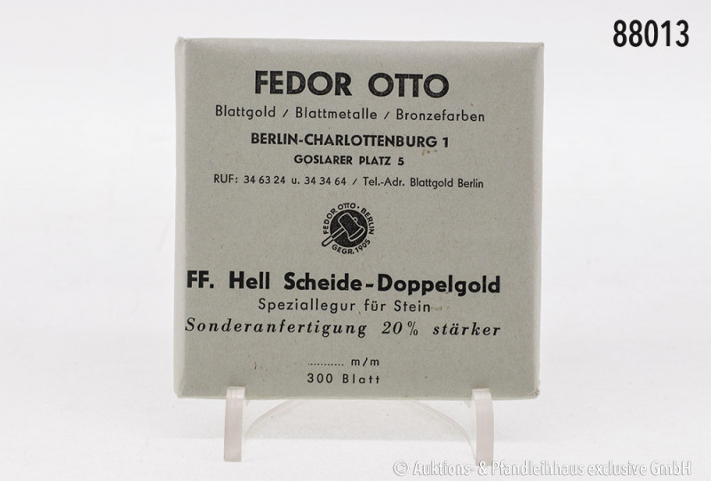 1 Packung Blattgold, 300 Blatt, Fa. Fedor Otto, Berlin, Speziallegur für Stein, ...