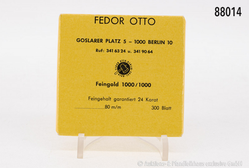 1 Packung Blattgold, 300 Blatt, 24 Karat Feingold, Fa. Fedor Otto, Berlin, in OV...