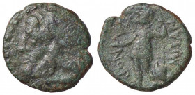 GRECHE - SICILIA - Palermo - AE 15 - Testa di Zeus a d. /R Guerriero a s. con elmo, patera e scettro Mont. 4640; S. Ans. 592 (AE g. 3,26)
 
BB+
