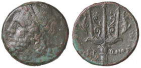 GRECHE - SICILIA - Siracusa - Gerone II (274-216 a.C.) - AE 20 - Testa di Poseidone a s. /R Tridente tra due delfini Mont. 5305; S. Ans. 994 (AE g. 8,...