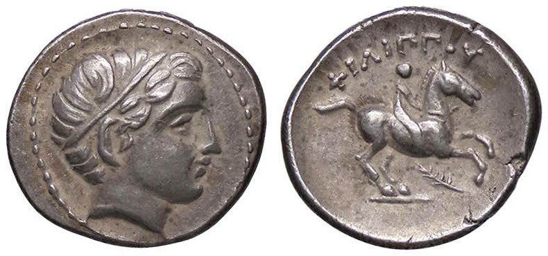 GRECHE - RE DI MACEDONIA - Filippo II (359-336 a.C.) - Quinto di statere - Testa...
