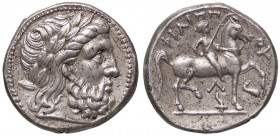 GRECHE - RE DI MACEDONIA - Filippo II (359-336 a.C.) - Tetradracma - Testa laureata di Zeus a d. /R Cavaliere a d. con palma; sotto, torcia e delfino ...