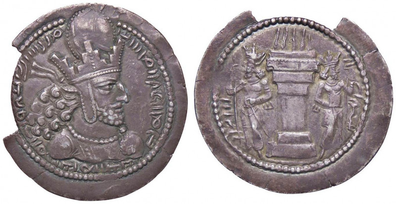 GRECHE - SASSANIDI - Shabuhr I (241-270) - Dracma - Busto coronato a d. /R Altar...