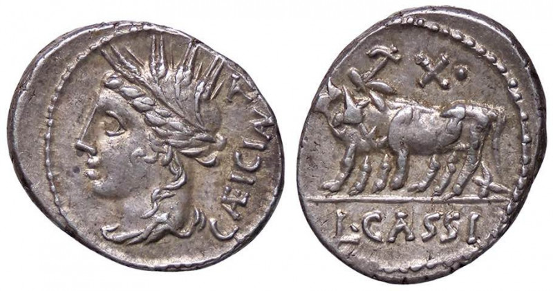 ROMANE REPUBBLICANE - CASSIA - L. Cassius Caecianus (102 a.C.) - Denario - Testa...