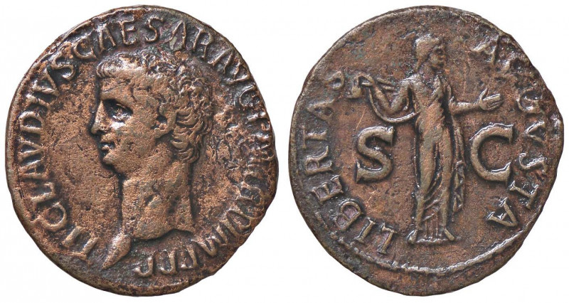 ROMANE IMPERIALI - Claudio (41-54) - Asse - Testa a s. /R La Libertà stante a d....