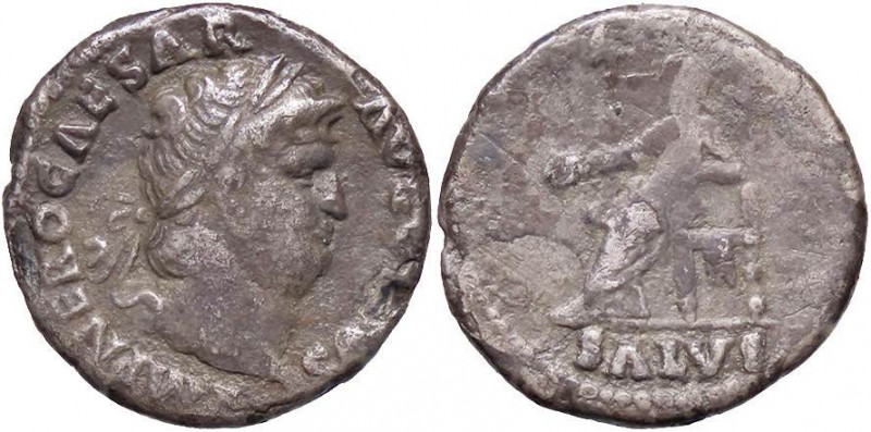 ROMANE IMPERIALI - Nerone (54-68) - Denario - Testa laureata a d. /R La Salute s...