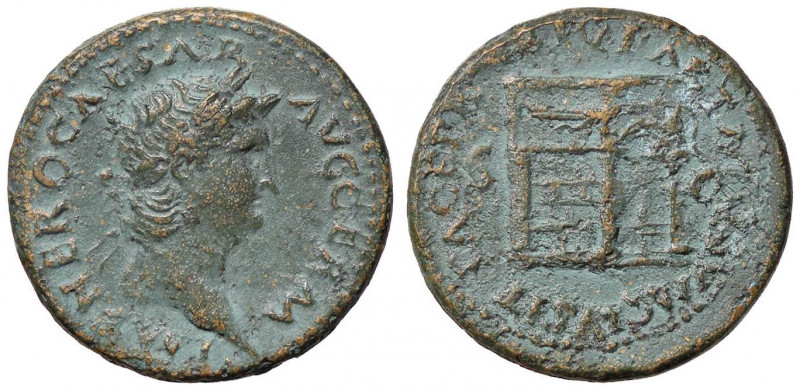 ROMANE IMPERIALI - Nerone (54-68) - Asse - Testa laureata a d. /R Tempio di Gian...