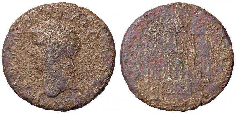 ROMANE IMPERIALI - Nerone (54-68) - Asse - Testa laureata a s. /R Edificio a col...