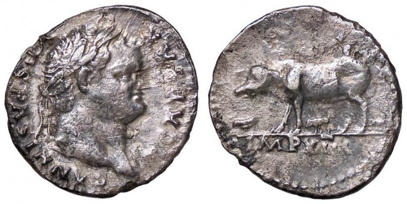ROMANE IMPERIALI - Tito (79-81) - Denario - Testa laureata a d. /R Scrofa a s. c...