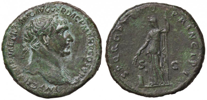 ROMANE IMPERIALI - Traiano (98-117) - Sesterzio - Busto laureato a d. con l'egid...