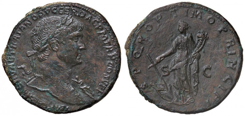 ROMANE IMPERIALI - Traiano (98-117) - Sesterzio - Busto laureato a d. /R La Fort...