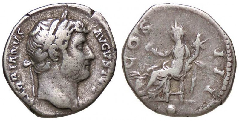 ROMANE IMPERIALI - Adriano (117-138) - Denario - Testa laureata a d. /R L'Abbond...