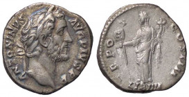 ROMANE IMPERIALI - Antonino Pio (138-161) - Denario - Testa laureata a d. /R La Liberalità stante a s. con tessera e cornucopia C. 490; RIC 156 (AG g....