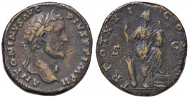 ROMANE IMPERIALI - Antonino Pio (138-161) - Sesterzio - Testa laureata a d. /R L'Abbondanza stante a d., il piede su una prua, con modio sul ginocchio...