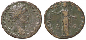 ROMANE IMPERIALI - Antonino Pio (138-161) - Dupondio - Testa radiata a d. /R La Liberalità stante a s. con berretto C. 539; RIC 920 (AE g. 13,8)
 
B...